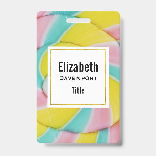 Pastel regenboog spiraal Snoep foto Badge