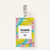 Pastel regenboog spiraal Snoep foto Badge (Achterkant met clip)