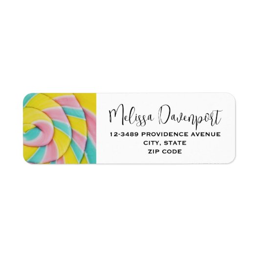 Pastel regenboog spiraal Snoep foto Etiket (Voorkant)