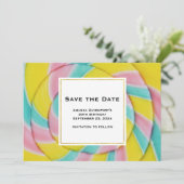 Pastel regenboog spiraal Snoep Save The Date (Staand voorkant)