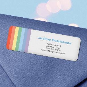 Pastel Regenboog Strepen Retouradres Label