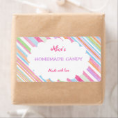 Pastel Regenboog Stripe Gepersonaliseerd Zelfgemaa Etiket (Insitu)