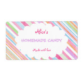 Pastel Regenboog Stripe Gepersonaliseerd Zelfgemaa Etiket (Voorkant)