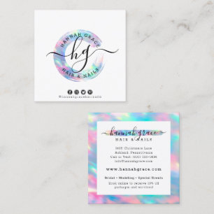 Pastel Regenboog Swash Logo Haar Nagels Sociale Me Vierkante Visitekaartje