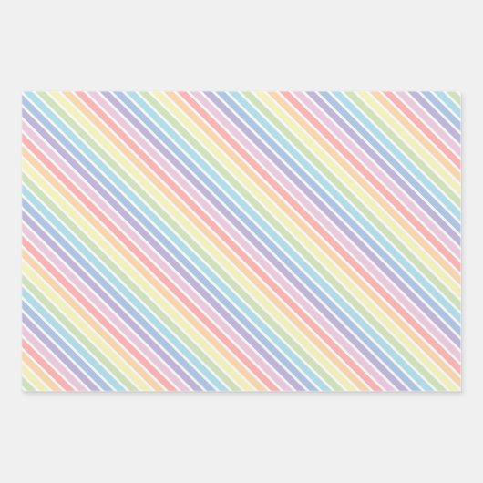 Pastel regenboog veer roze set van 3 inpakpapier vel (Voorkant)