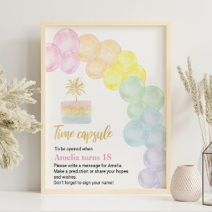 Pastel Regenboog Verjaardag Tijd Capsule Teken Poster