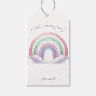 Pastel Regenboog Verjaardagsfeest Cadeaubijsluiter Cadeaulabel