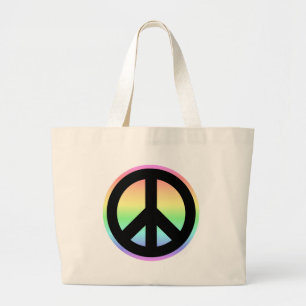 Pastel Regenboog Vredesteken Grote Tote Bag