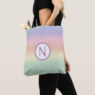 Pastel Regenboog Water Kleuren Monogram Draagtas