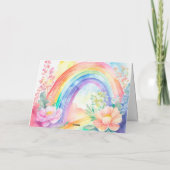 Pastel Regenboog Waterverf Bloemen Note Kaart (Achterkant)