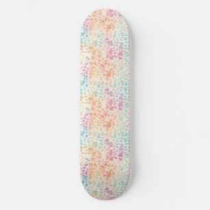 Pastel Regenboog Waterverf Luipaardprint Skateboard