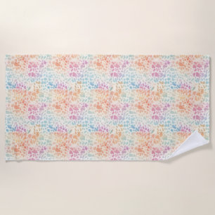 Pastel Regenboog Waterverf Luipaardprint Strandlaken