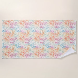 Pastel Regenboog Waterverf Luipaardprint Strandlaken