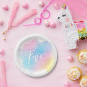 Pastel Regenboog Waterverf Papieren Bordje (Feest)
