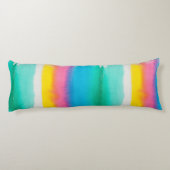 Pastel Regenboog Waterverf Striped Pattern Modern Lichaamskussen (Achterkant)