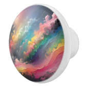 Pastel Regenboog Wolken Aangepaste Keramische knop (Rechts)