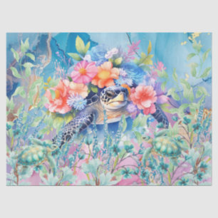 Pastel Regenboog & Zee Schildpadden Decoupage Tissuepapier