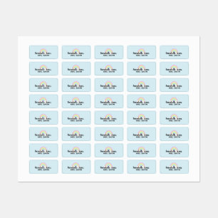 Pastel Regenboogblauw Waterbestendige kledingstof Labels