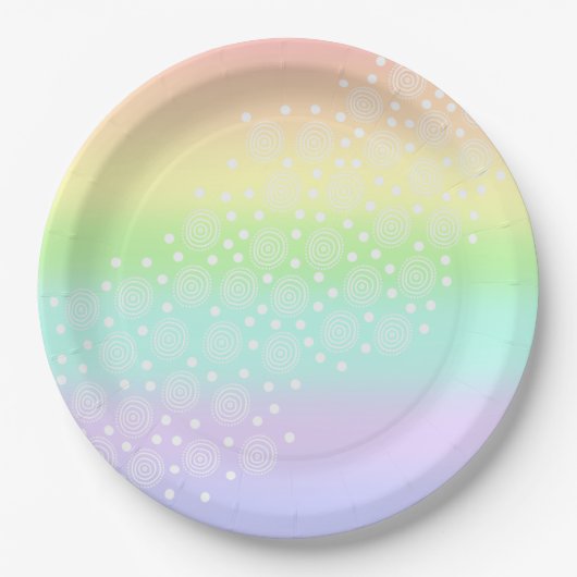Pastel Regenboogcirkels in Cirkels Papieren Bordje (Voorkant)