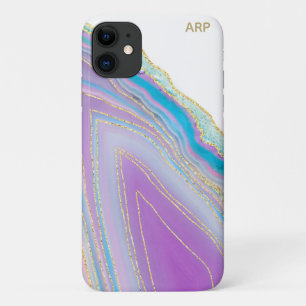 *~* Pastel regenbooggewas - Glitter Veins Goud iPhone 11 Hoesje