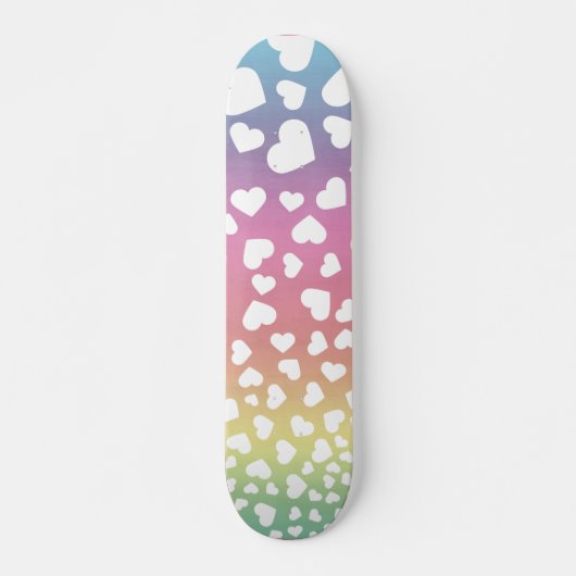 Pastel regenboogharten voor haar skateboard (Voorkant)