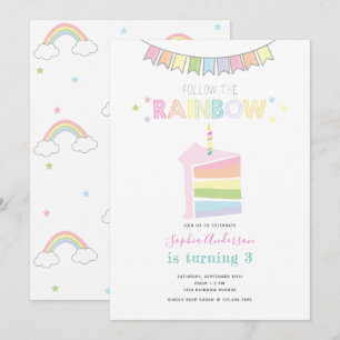Pastel regenboogkinderen Birthday Party Kaart