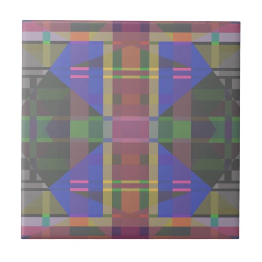 Pastel regenboogkleurig geometrisch tegeltje (Voorkant)
