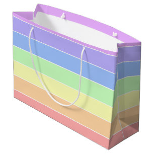 Pastel regenboogkleurige strepen groot cadeauzakje