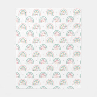 Pastel Regenboogpatroon met Harten Fleece Deken