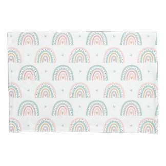 Pastel Regenboogpatroon met Harten Kussensloop