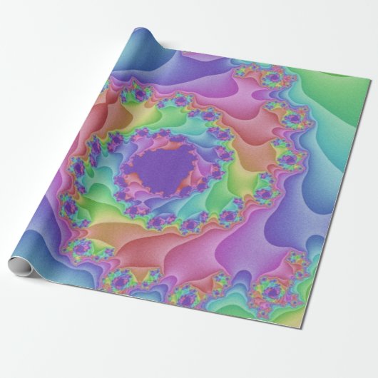 Pastel regenboogspiraal cadeaupapier (Uitgerold)
