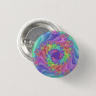 Pastel regenboogspiraal ronde button 3,2 cm