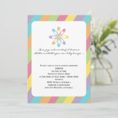 Pastel regenboogstripe dunne Baby shower Kaart (Staand voorkant)