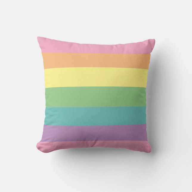 Pastel Regenboogstripe Sierkussen (Voorkant)
