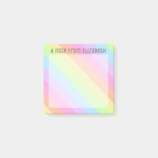 Pastel Regenboogstripes Naam Post-it® notes (Voorkant)