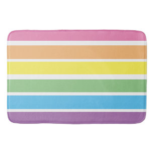 Pastel Regenboogstrips Bath Mat