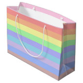 Pastel regenboogstrips Gift bag Groot Cadeauzakje (Achterkant Gekanteld)