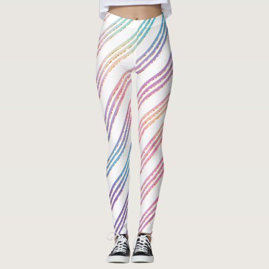 Pastel Regenboogstrips Leggings (Voorkant)