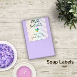 Pastel Regenboogstrips Patroon en Heart Soap Rechthoekige Sticker