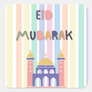 Pastel Regenboogvis id Mubarak Eid Gift Vierkante Sticker