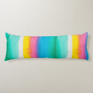 Pastel RegenboogWaterverf Striped Pattern Modern Lichaamskussen