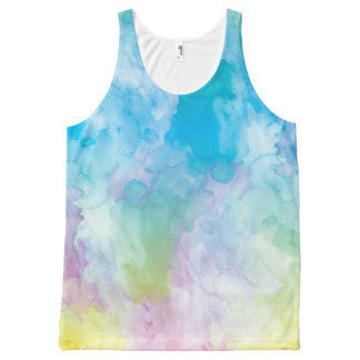 Pastel RegenboogWaterverf Unisex Tanktop All-Over-Print Tank Top