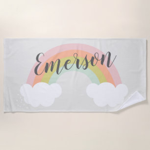 Pastel Regenboogwolk Mooie Moderne Kinderen Strand Strandlaken