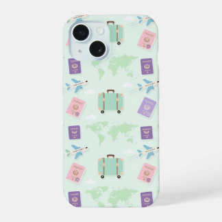 Pastel Reisaccessoires Doodle iPhone Hoesje – Gesn iPhone 15 Hoesje