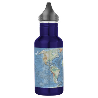 Pastel Reliëf Wereldkaart – Gepersonaliseerd Waterfles