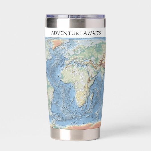 Pastel Relief World Map – Personalized Geïsoleerde Drinkbeker (Achterkant)