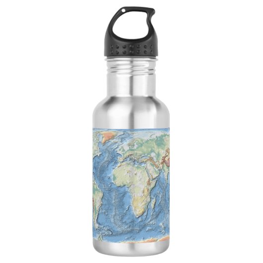 Pastel Relief World Map – Personalized Waterfles (Voorkant)
