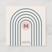 Pastel Retro Abstracte Geometrische Lijnen Boogjes Vierkante Visitekaartje (Voorkant)