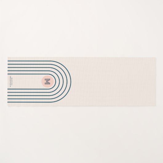 Pastel Retro Abstracte Geometrische Lijnen Boogjes Yogamat (Voorkant (horizontaal))