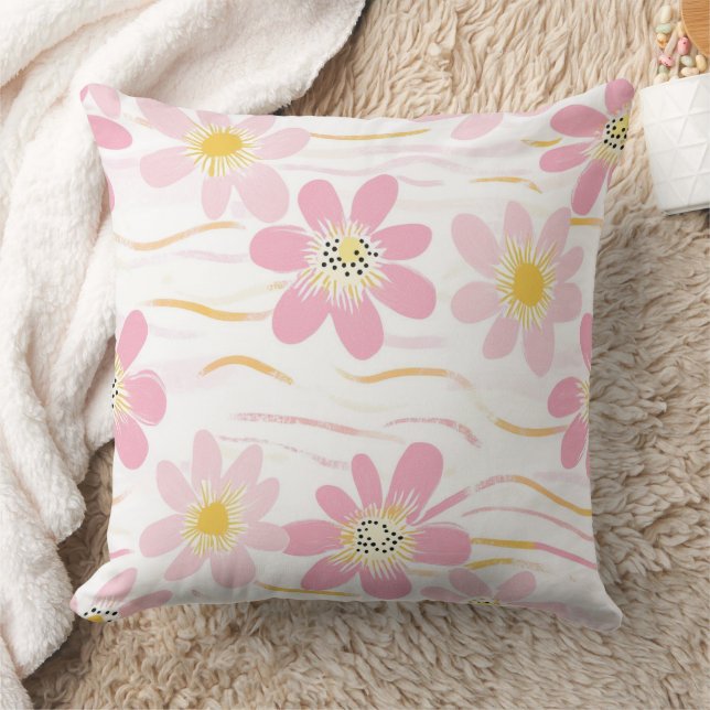 Pastel Retro Bloem (4) Kussen (Deken)